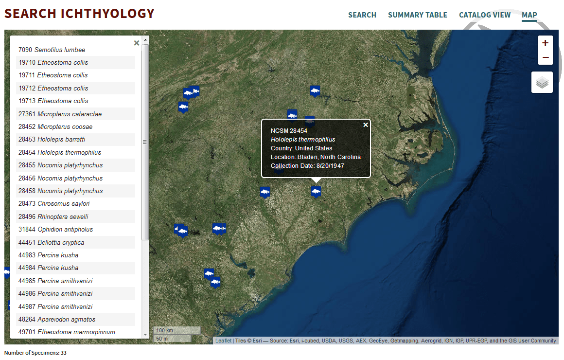 Search Ichthyology Results Map View