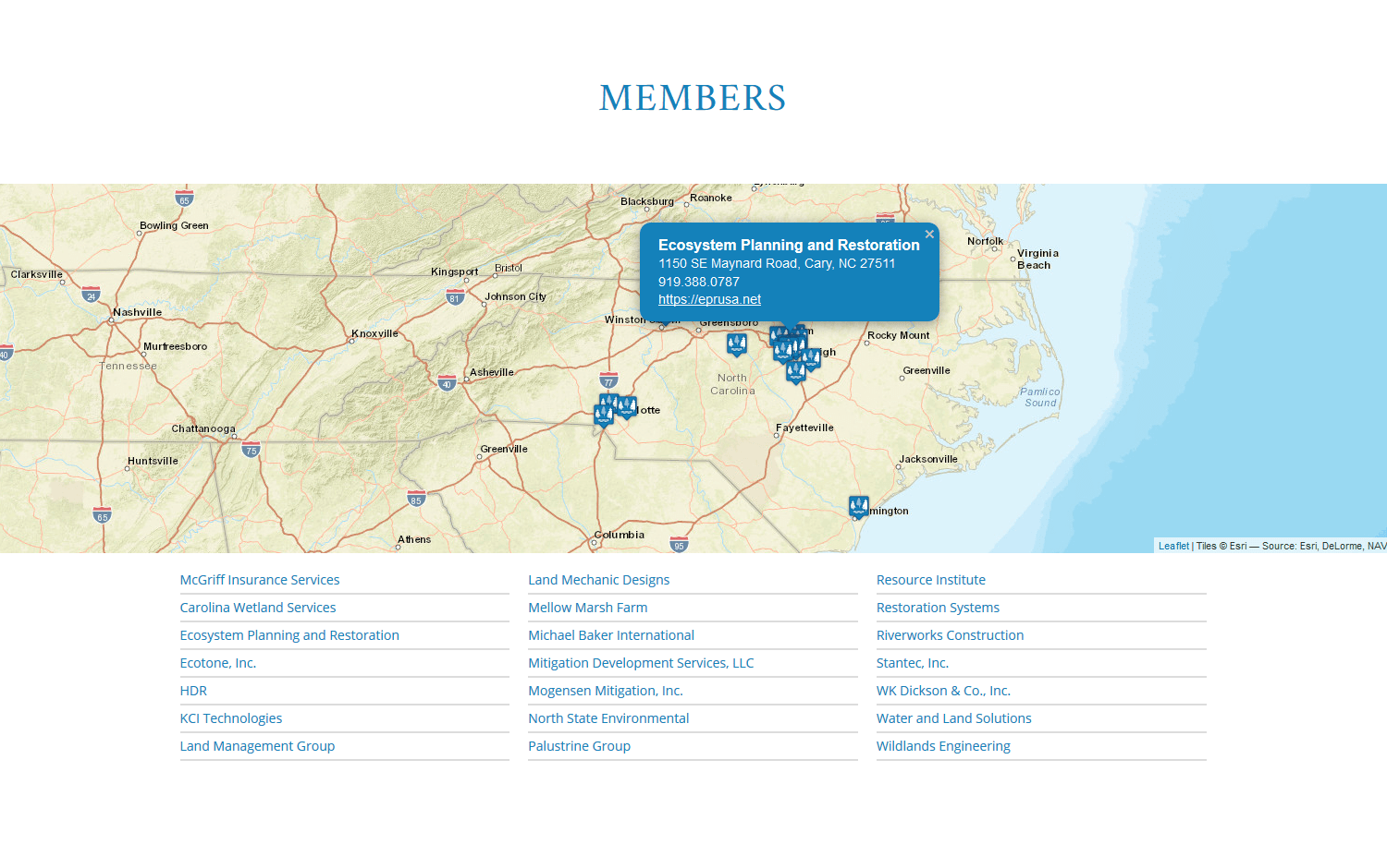 NCERA Website Members Map