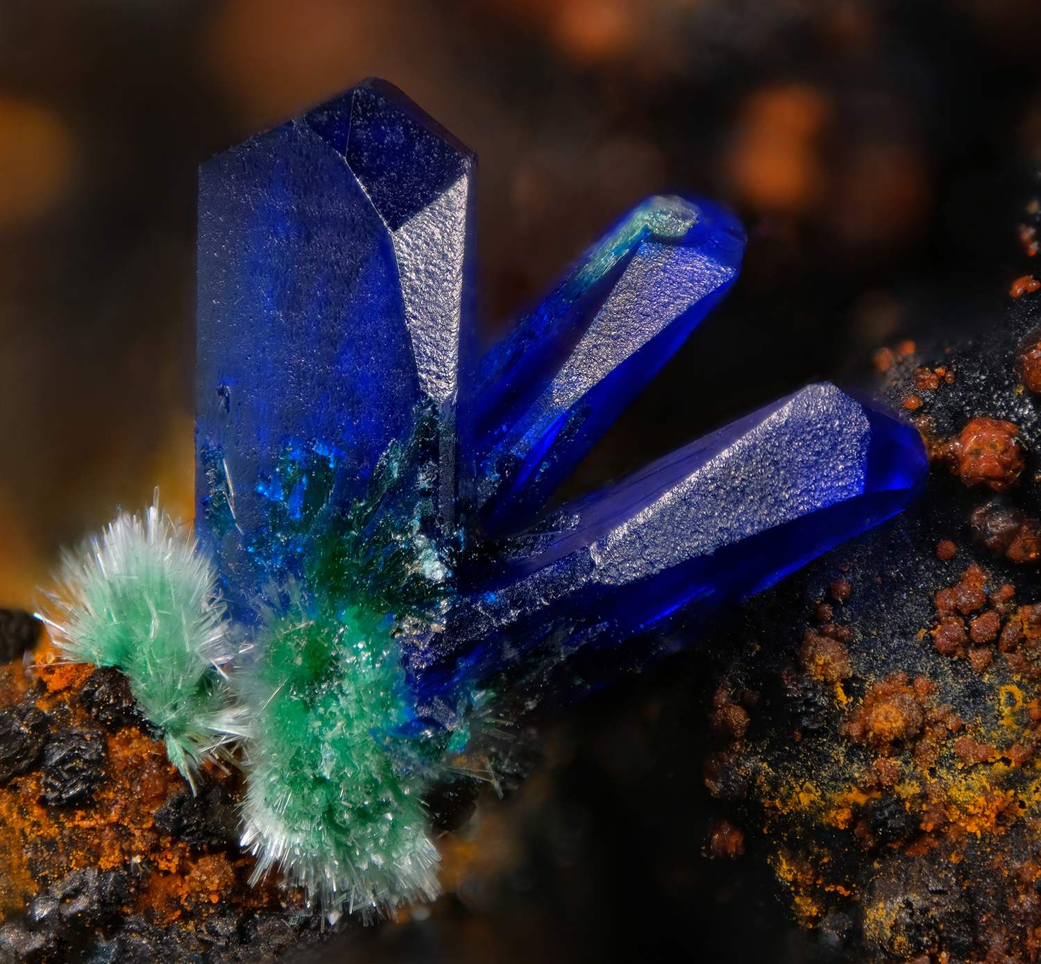 Azurite with Malachite Needles